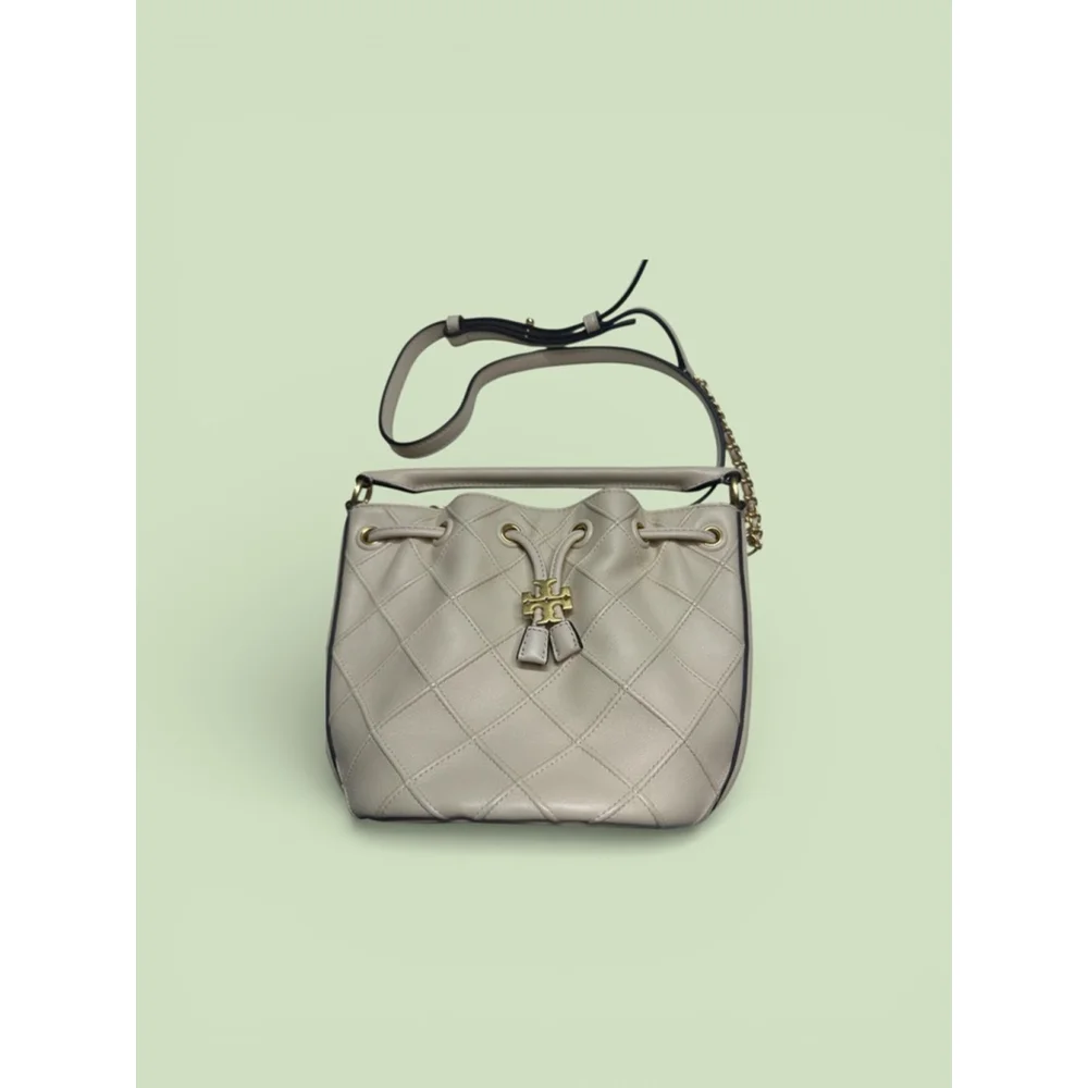 Women's Tory Burch Quilted Drawstring Crossbody Bag One Size Beige Gold